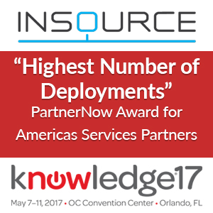 ServiceNow Partner Award- Highest ServiceNow Deployments- InSource