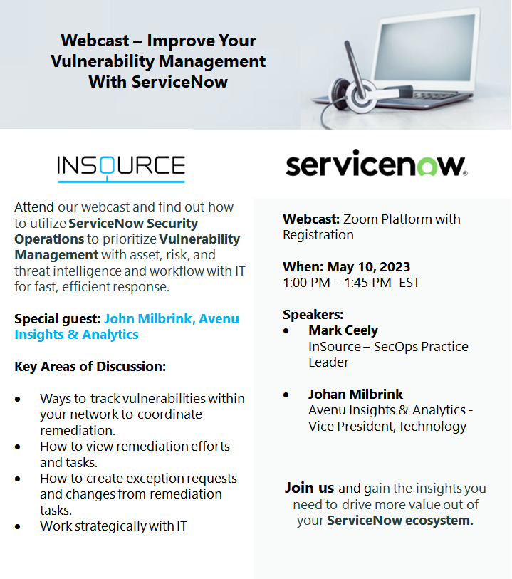 Live Webcast May 10 - Improve Your Vulnerability Management With ServiceNow